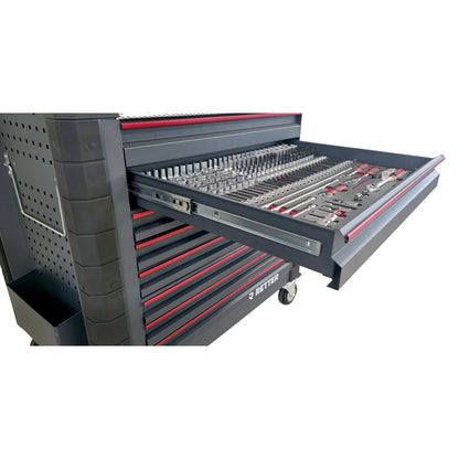 RETTER Werkzeugwagen R12 - 8 Schubladen bestückt 698-tlg. Premiumqualität Chrom-Vanadium-Werkzeugset