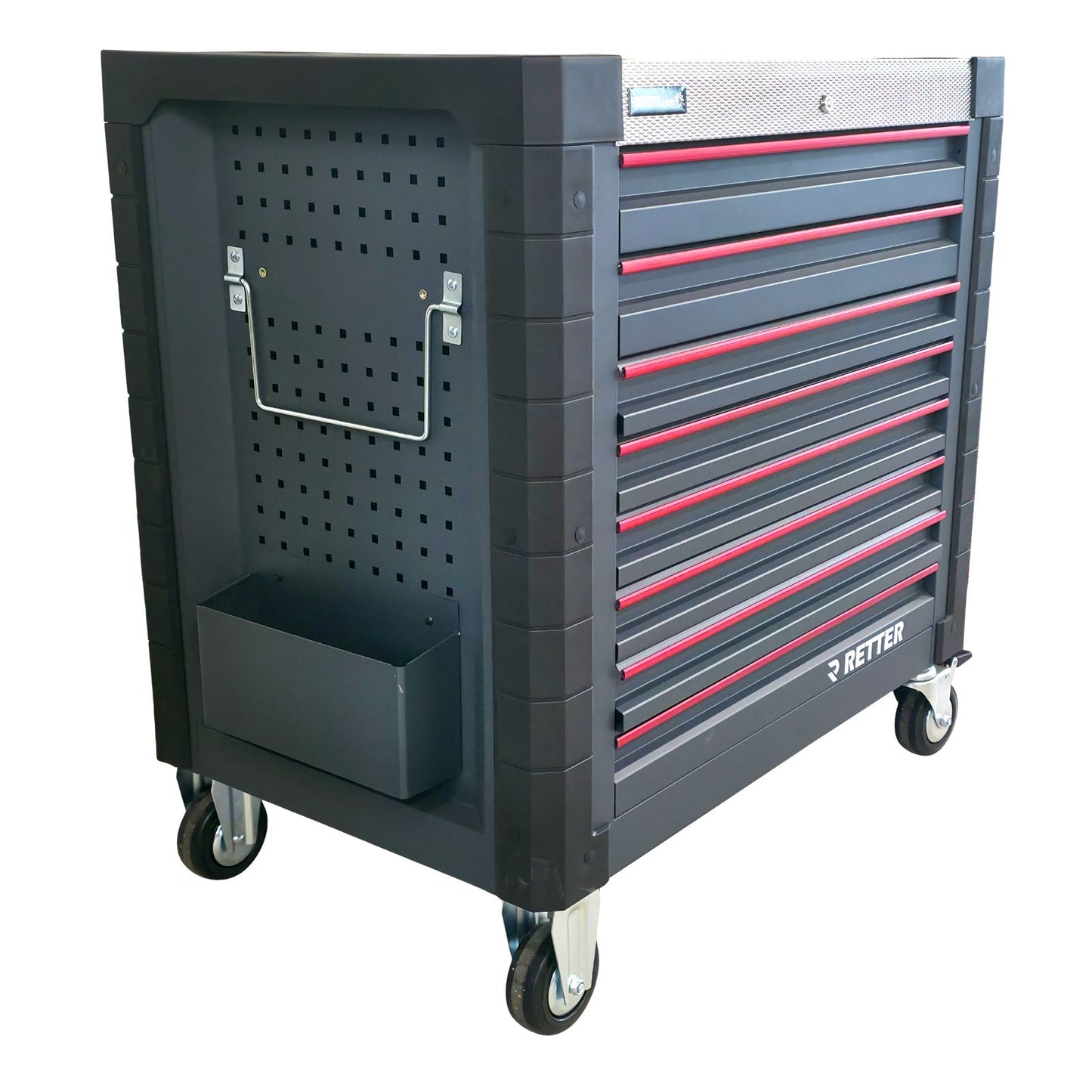 RETTER Werkzeugwagen R12 - 8 Schubladen bestückt 698-tlg. Premiumqualität Chrom-Vanadium-Werkzeugset
