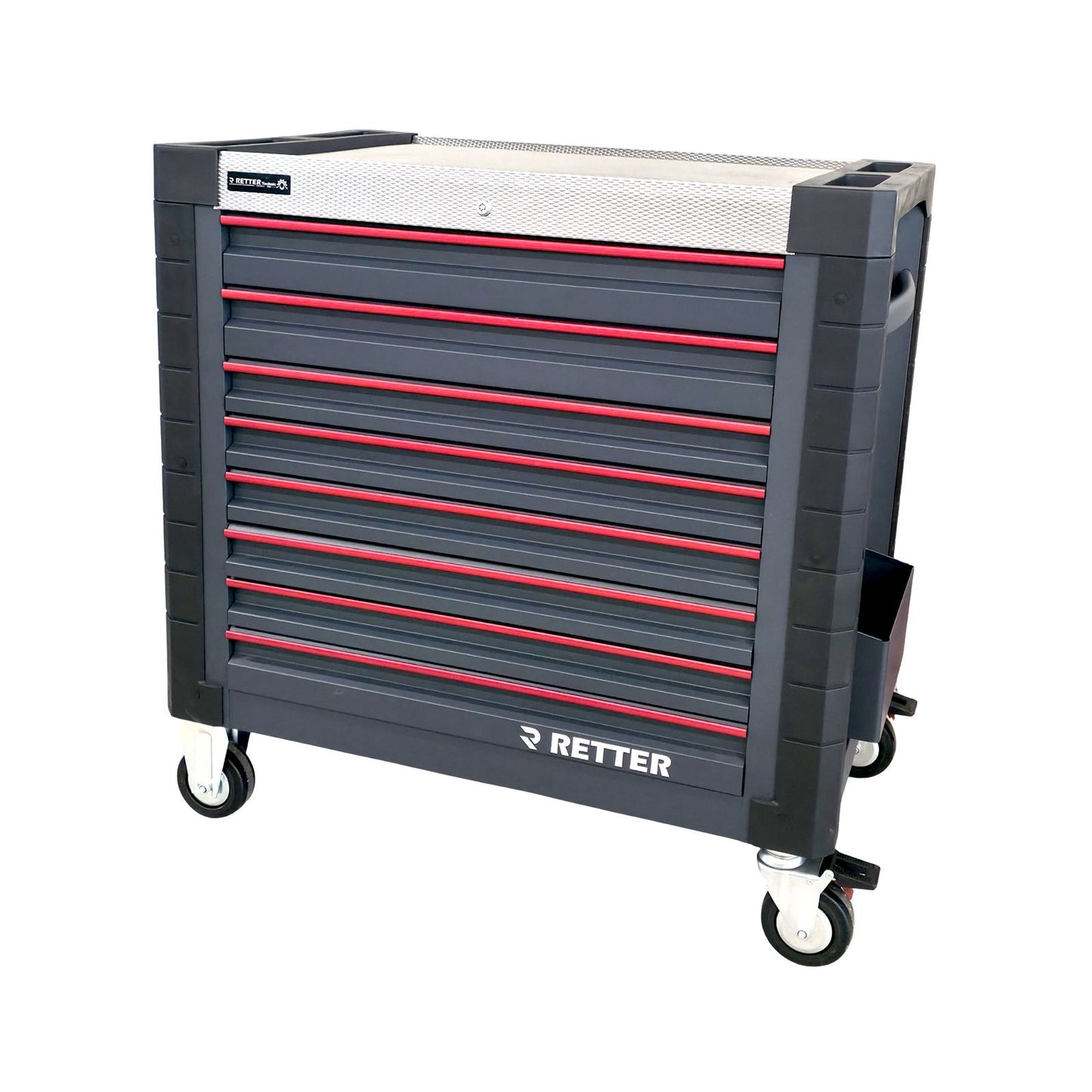 RETTER Werkzeugwagen R12 - 8 Schubladen bestückt 698-tlg. Premiumqualität Chrom-Vanadium-Werkzeugset