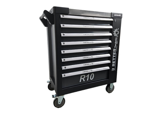 Werkzeugwagen R10 mit Werkzeug 394-tlg. | 8 Schubladen - RETTER Werkstattwagen Black Edition