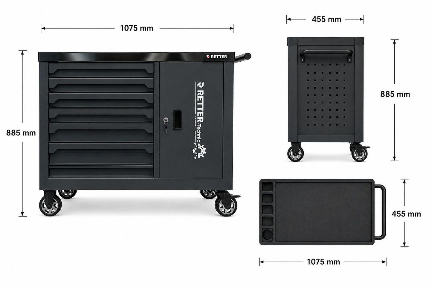RETTER RS7 workshop trolley 402 pieces - 7 drawer tool troll | GGM Tools