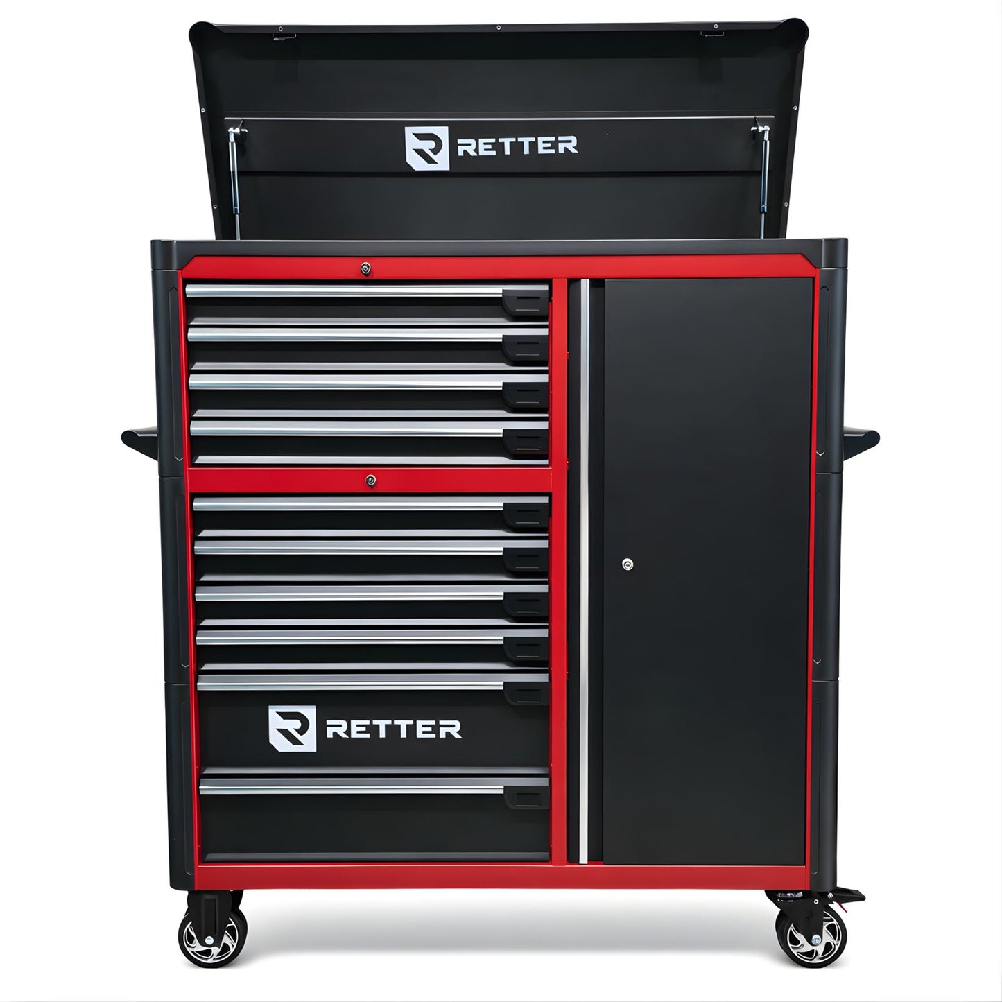 RETTER Werkstattwagen 10 Schubladen + Seitenschrank - Rollwagen 1200 mm mit Interlock System R3410XXL