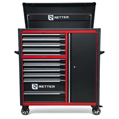 RETTER Werkstattwagen 10 Schubladen + Seitenschrank - Rollwagen 1200 mm mit Interlock System R3410XXL