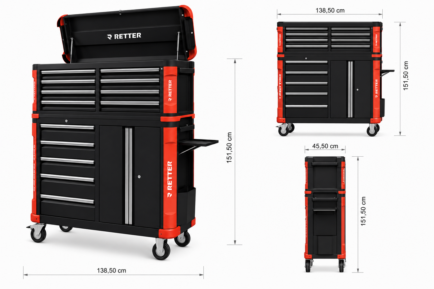 RETTER workshop trolley 13 drawers without tools, with modul | GGM Tools