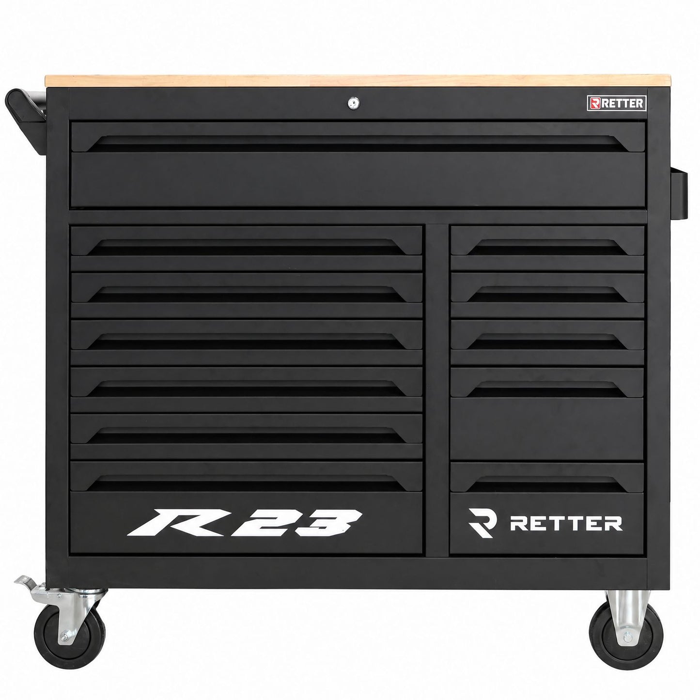 Restposten / B-Ware - RETTER Werkzeugwagen R23 inkl. 372 Werkzeuge, Alu-Einlagen, Holzplatte, 12V Akku Schlagschrauber und Akku Ratsche