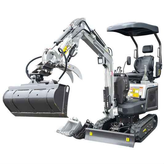 NEU Rhinoceros KS10-8 Diesel Mini-Bagger - 10 PS, 1 Zylinder Motor inkl. Schaufelpaket - 200 mm, 380 mm, Schnellwechsler, Hydraulischen Daumen Greifer