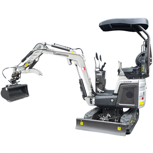 NEU Rhinoceros KS10-8 Diesel Mini-Bagger - 10 PS, 1 Zylinder Motor inkl. Schaufelpaket - 200 mm, 380 mm, Schnellwechsler, Hydraulischen Daumen Greifer