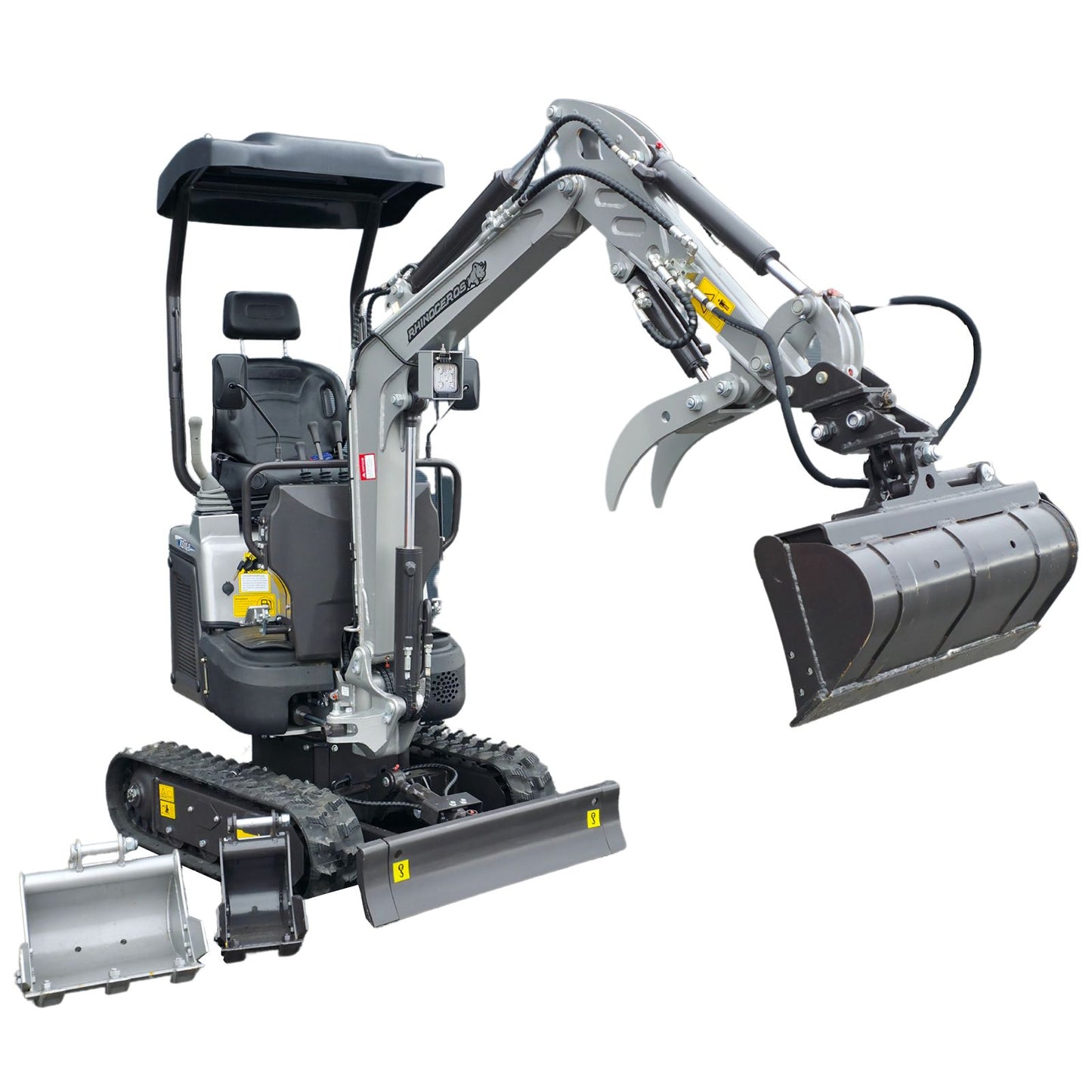 NEU Rhinoceros KS10-8 Diesel Mini-Bagger - 10 PS, 1 Zylinder Motor inkl. Schaufelpaket - 200 mm, 380 mm, Schnellwechsler, Hydraulischen Daumen Greifer