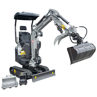 NEU Rhinoceros KS10-8 Diesel Mini-Bagger - 10 PS, 1 Zylinder Motor inkl. Schaufelpaket - 200 mm, 380 mm, Schnellwechsler, Hydraulischen Daumen Greifer