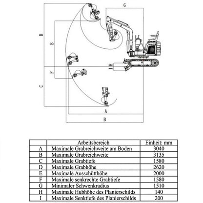 NEU Rhinoceros KS10-8 Diesel Mini-Bagger - 10 PS, 1 Zylinder Motor inkl. Schaufelpaket - 200 mm, 380 mm, Schnellwechsler, Hydraulischen Daumen Greifer