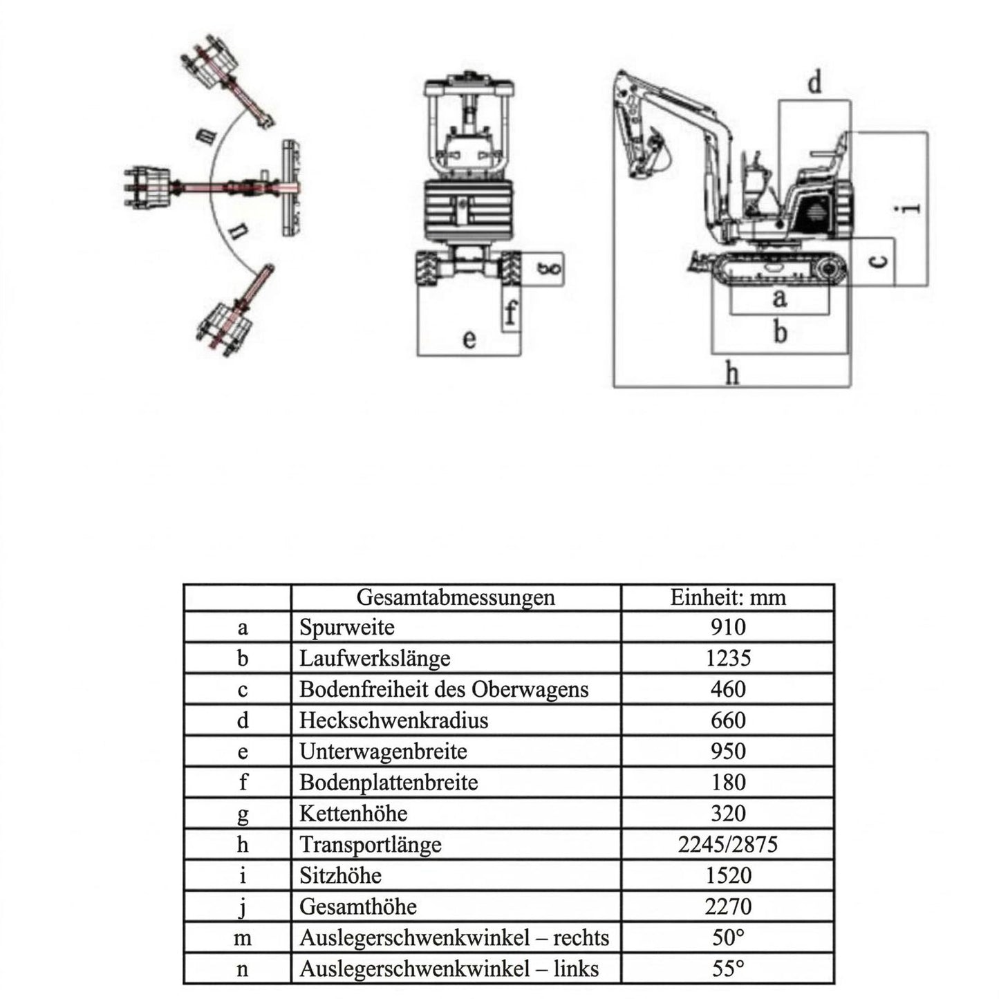 NEU Rhinoceros KS10-8 Diesel Mini-Bagger - 10 PS, 1 Zylinder Motor inkl. Schaufelpaket - 200 mm, 380 mm, Schnellwechsler, Hydraulischen Daumen Greifer