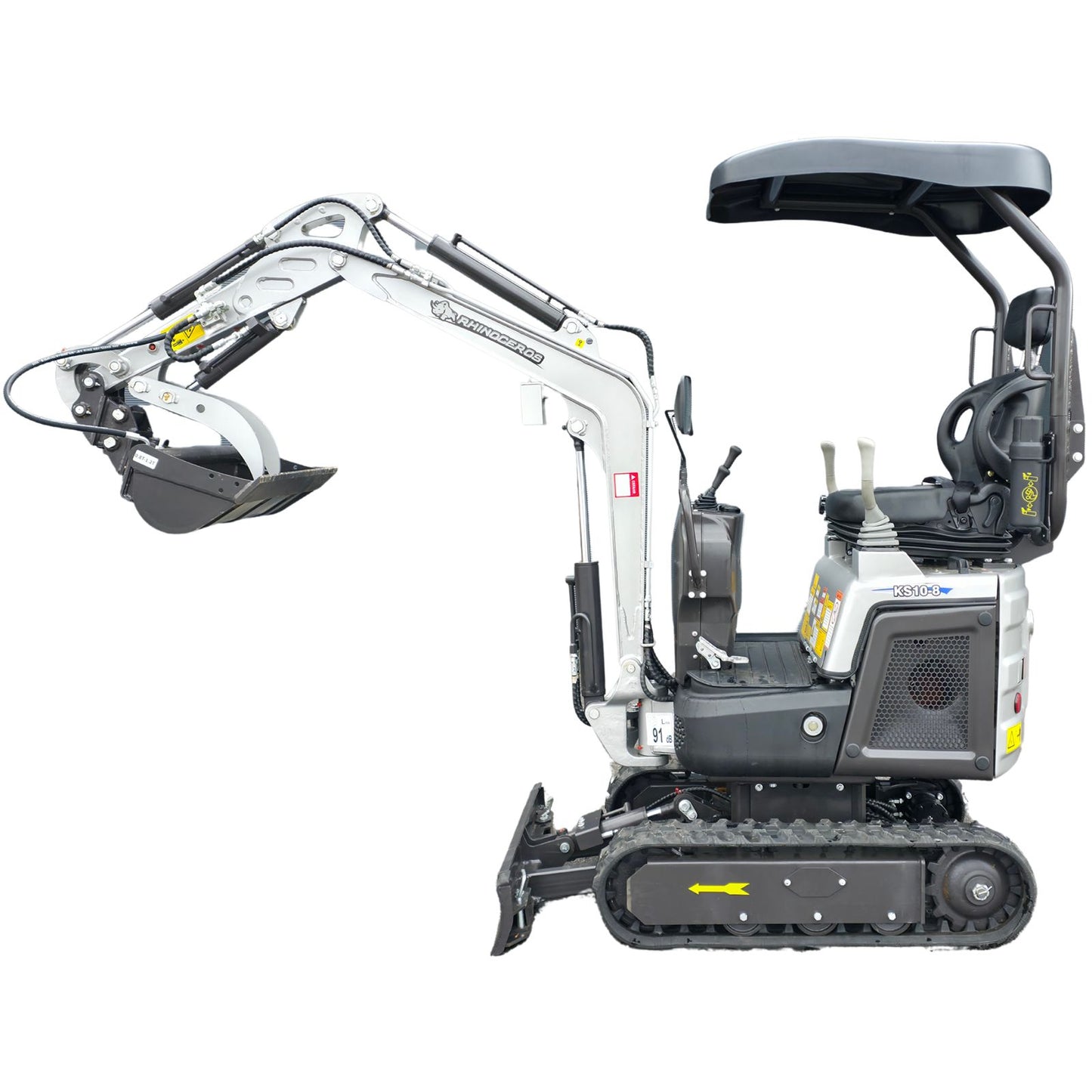 NEU Rhinoceros KS10-8 Diesel Mini-Bagger - 10 PS, 1 Zylinder Motor inkl. Schaufelpaket - 200 mm, 380 mm, Schnellwechsler, Hydraulischen Daumen Greifer