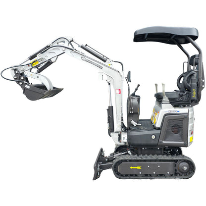 NEU Rhinoceros KS10-8 Diesel Mini-Bagger - 10 PS, 1 Zylinder Motor inkl. Schaufelpaket - 200 mm, 380 mm, Schnellwechsler, Hydraulischen Daumen Greifer