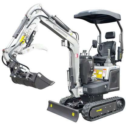 NEU Rhinoceros KS10-8 Diesel Mini-Bagger - 10 PS, 1 Zylinder Motor inkl. Schaufelpaket - 200 mm, 380 mm, Schnellwechsler, Hydraulischen Daumen Greifer