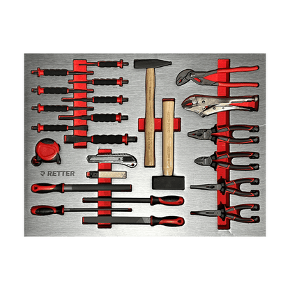 Retter R13 PRO drawer with pliers set, mechanic hammer, and files in EVA foam insert