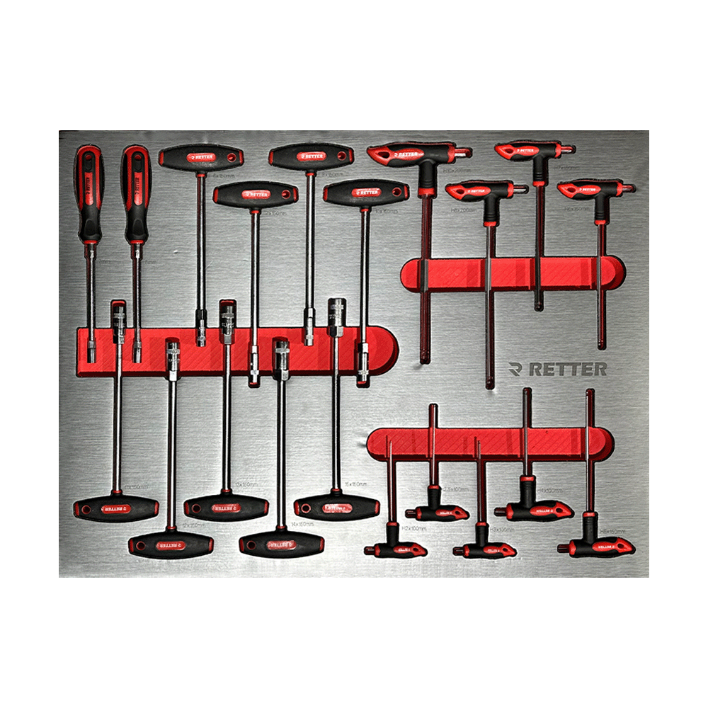 Retter R13 PRO drawer with T-handle HEX keys and socket holders in EVA foam