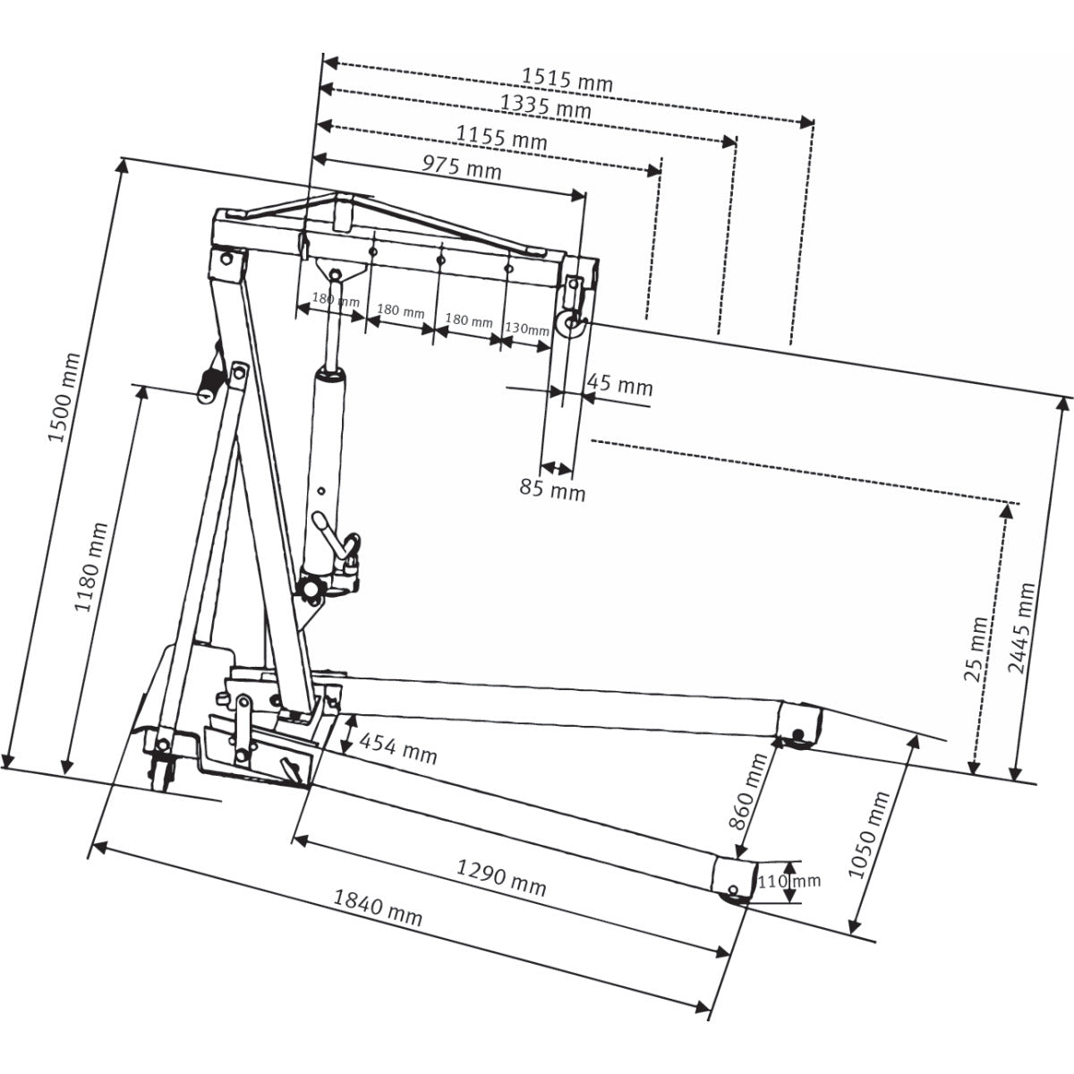 Workshop crane with low ground clearance | GGM Tools