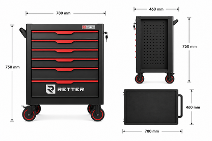 RETTER R1 tool trolley 27" with 6 drawers & 136-piece tool s | GGM Tools