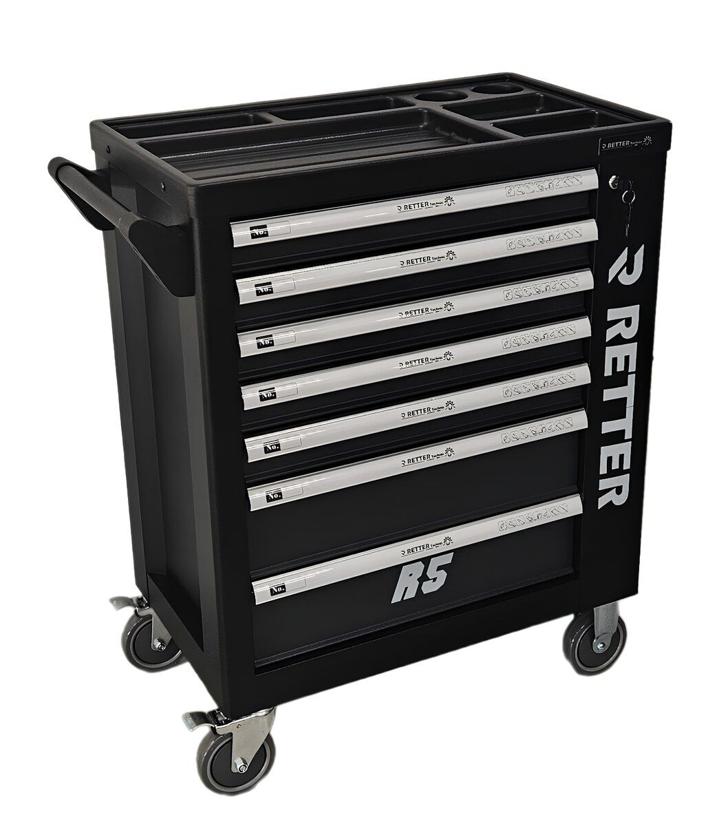 RETTER Werkzeugwagen R5 - 7 Schubladen bestückt 276-tlg. Chrom-Vanadium-Werkzeugset
