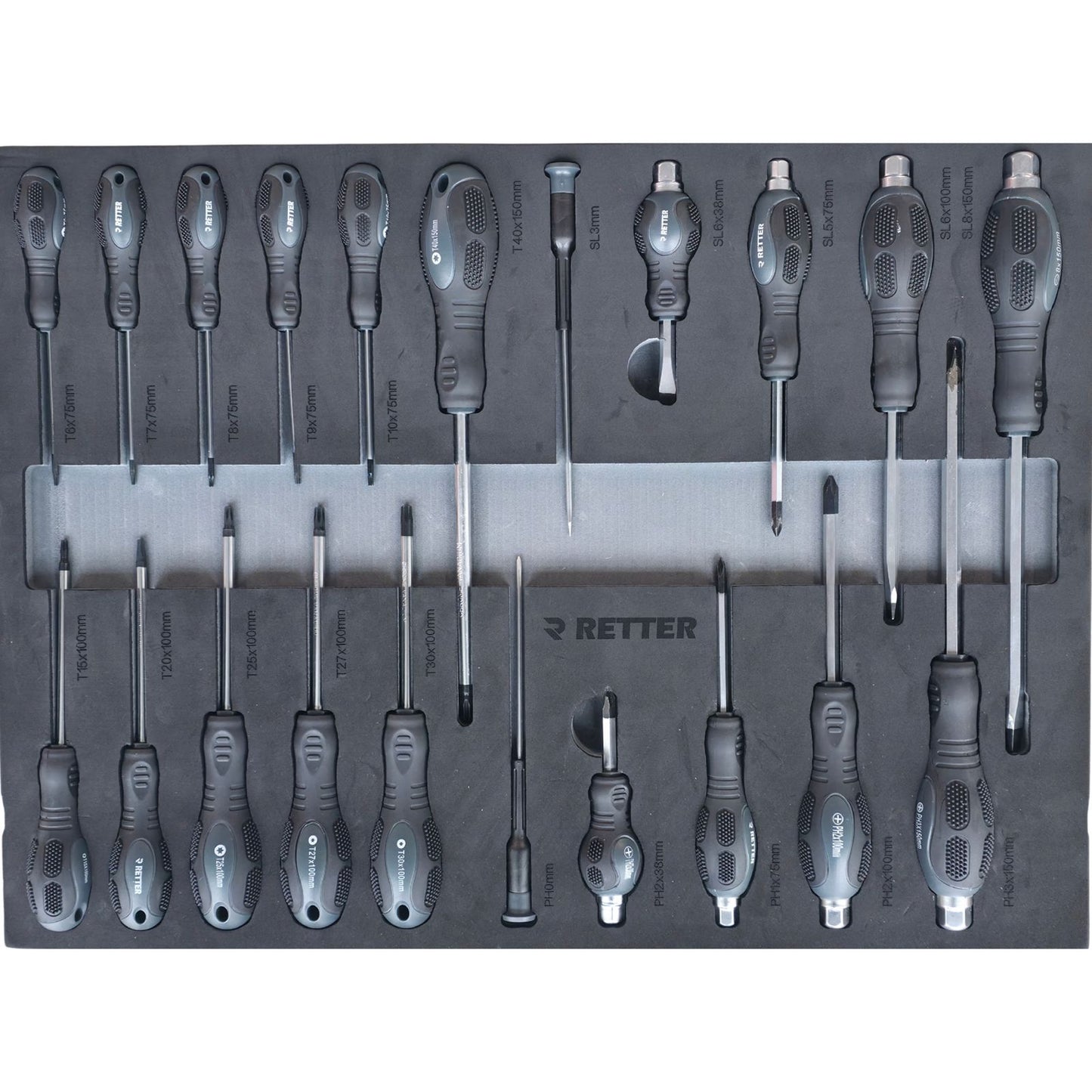 RETTER Werkzeugwagen R5 - 7 Schubladen bestückt 276-tlg. Chrom-Vanadium-Werkzeugset