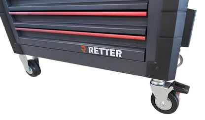 Mobiler Werkzeugwagen R13 - 8 Schubladen | Premiumqualität RETTER - Chrom-Vanadium-Werkzeugset 482-tlg. komplett bestückt