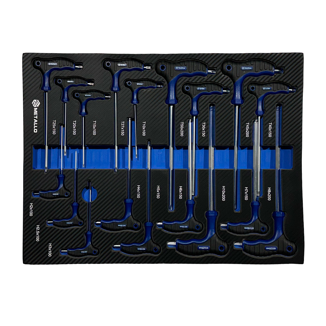 Metallo 8/8 drawer with T-handle HEX and Torx key sets in foam
