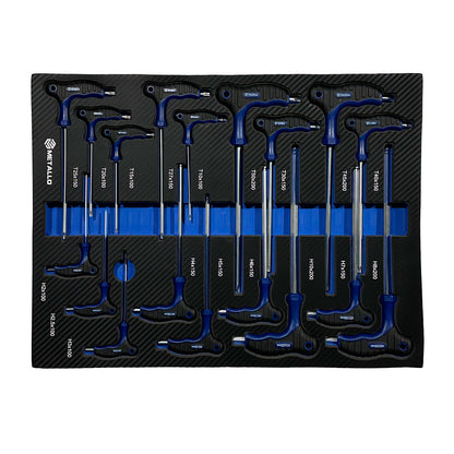 Metallo 8/8 drawer with T-handle HEX and Torx key sets in foam