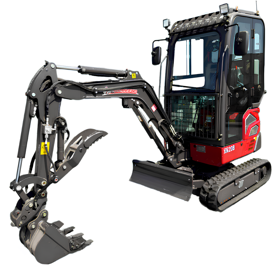 Rhinoceros XN20B diesel mini excavator with cab and adjustab