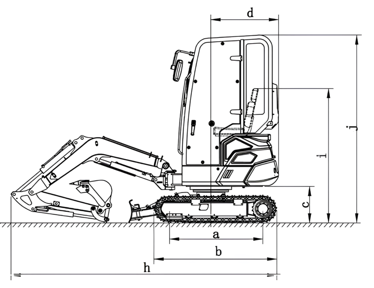Rhinoceros XN20B diesel mini excavator with cab and adjustab | GGM Tools