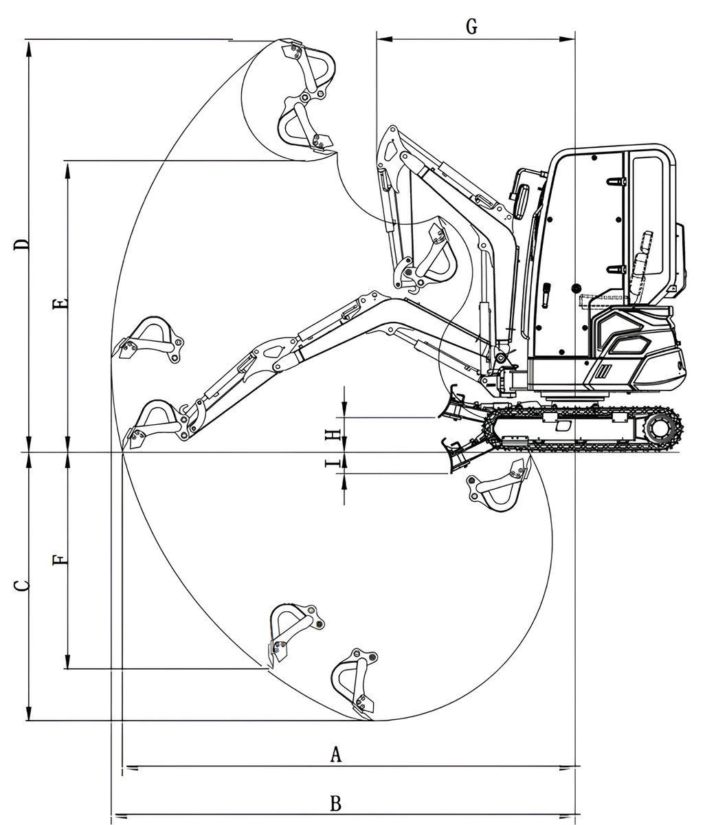 Rhinoceros XN20B diesel mini excavator with cab and adjustab | GGM Tools