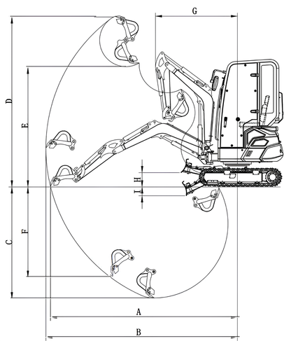 Rhinoceros XN20B diesel mini excavator with cab and adjustab | GGM Tools